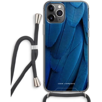 Afbeelding van Case Company® hoesje met Koord geschikt voor iPhone 11 Pro Pauw Telefoonhoesje Zwart Extra Bescherming aan alle Kanten en Over de Schermrand