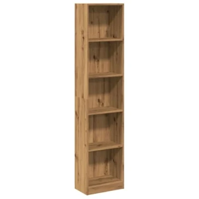 Afbeelding van Boekenkast 40x24x176 cm bewerkt hout artisanaal eikenkleurig