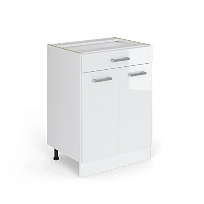 Afbeelding van Vicco Keukenonderkast R Line, Wit/Wit, 60 cm met lade, zonder werkblad