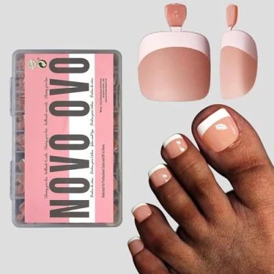 Afbeelding van NOVO OVO 360 stuks kunstnagels om in te knijpen, zachte gel, oranje, roze, vierkant, rond, vooraangebracht, basislaag en basislaag, volledige afdekking, 15 maten