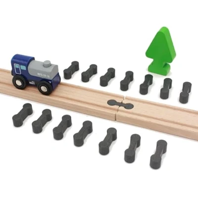 Afbeelding van Locorico Set van 15 mannelijke verbindingen in botvorm voor trein hout, compatibel met Brio
