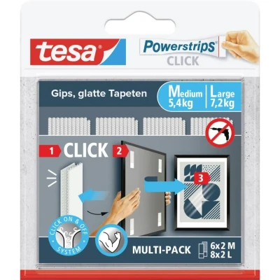 Afbeelding van tesa Powerstrips CLICK 6x 2, 8x 2 Large Inhoud: 14 paar