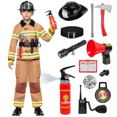 Afbeelding van Spooktacular Creations Brandweermankostuum brandweerkostuum voor kinderen, rollenspel Halloween