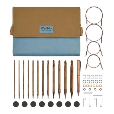 Afbeelding van KnitPro Ginger haakset 12 verwisselbare Tunesische Afghaanse haken, comfortabele handgrepen voor beginners en geschenkdoos