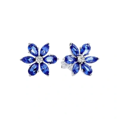 Afbeelding van Pandora Timeless Dames OorbellenOorknoppen Zilver BlauwZilverkleurig