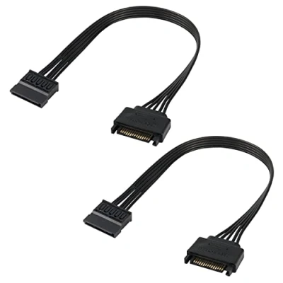 Afbeelding van MEIRIYFA 2 x 30 cm SATA 15 pins stekker op bus 18 AWG hardeschijfverlengkabel voor harde schijven, SATA, HDD, SSD