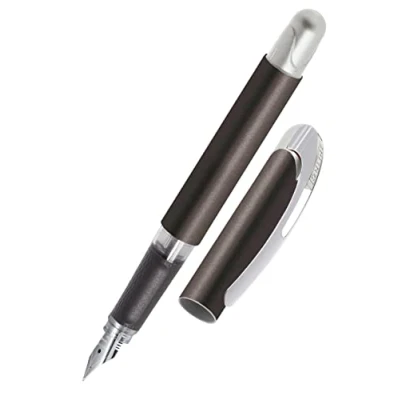 Afbeelding van Online College Metallic zwarte balpen, ergonomische vulpen voor school, medium veer, soft grip, standaard inktpatronen, navulbaar, ideaal kinderen 12584/3D