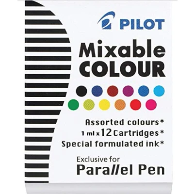 Afbeelding van Pilot 77312 navulverpakkingen voor kalligrafiepennen, verschillende kleuren, 12 patronen, 3 stuks