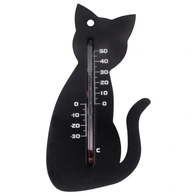 Afbeelding van Nature Wandthermometer kat zwart