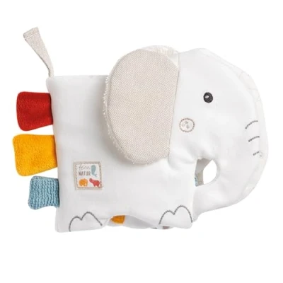 Afbeelding van Fehn Soft Olifant Fotoboek Bevordert het tastgevoel en de zelfperceptie van biologisch katoen hangend speelgoed voor kinderwagen zitje baby&#039;s kinderen vanaf 0 maanden