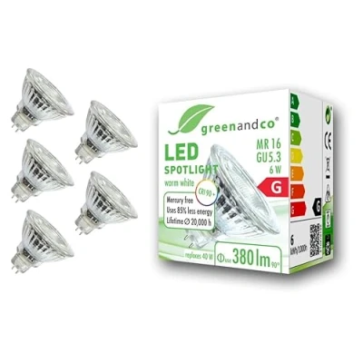 Afbeelding van Greenandco® CRI 90+ 3000K 36 LED Spot GU5.3 MR16 6W komt overeen met 40W 380lm warm wit SMD 12V AC/DC glas niet dimbaar