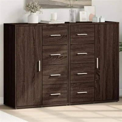 Afbeelding van vidaXL Dressoirs 2 st 60x31x84 cm bewerkt hout bruin eikenkleurig