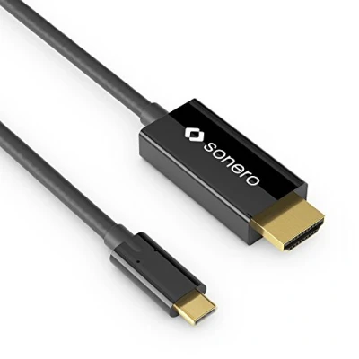Afbeelding van sonero UCC020 020 USB C naar DisplayPort 4K @ 60Hz met 18Gbps, 3.1, Alt Modus, Thunderbolt 3, compatibel MacBook Pro, Samsung S8, Dell XPS 15 en andere computers, 2 m, zwart