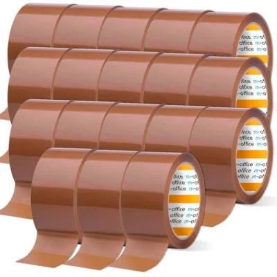 Afbeelding van m office 18 rollen bruin plakband voor het verpakken van dozen, verzendingen, verhuizingen en knutselen, veilige duurzame verpakking, 48 mm x 66