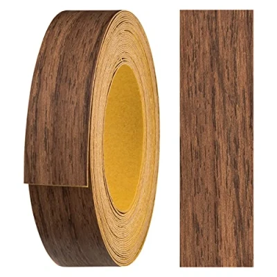 Afbeelding van haggiy Melamine kantenband 18 mm x 5 m Stevige bevestiging zonder strijken dankzij acryllijm Fineer voor planken / houten panelen Walnoot macchiato