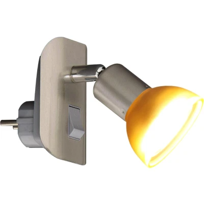 Afbeelding van Trango Stekkerlamp 11 042 *CALI* in nikkelmat met glazen kap incl. 1x GU10 LED lamp 3000K warm wit &amp; tuimelschakelaar leeslamp, keukenlamp, fittinglamp, wandlamp