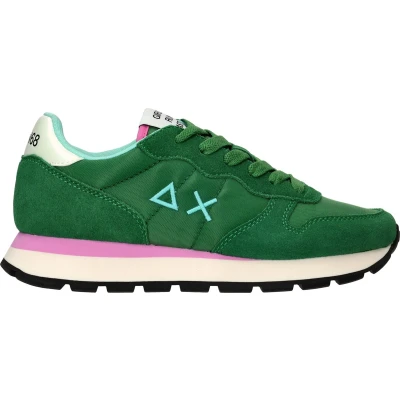 Afbeelding van Sun68 ALLY Solid Sneakers laag, Dames, Maat: 37, Groen Veloursleer
