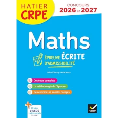 Afbeelding van Mathématiques CRPE 2025 2026 Epreuve écrite d&#039;admissibilité