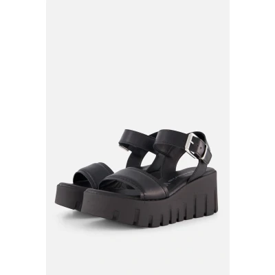 Afbeelding van Tamaris Sandalen met sleehak black, Dames, Maat: 37, Black Schoenen