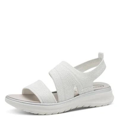 Afbeelding van Tamaris comfortabele damessandalen Tc Vegan damessandalen, Wit/Zilver, 40 EU