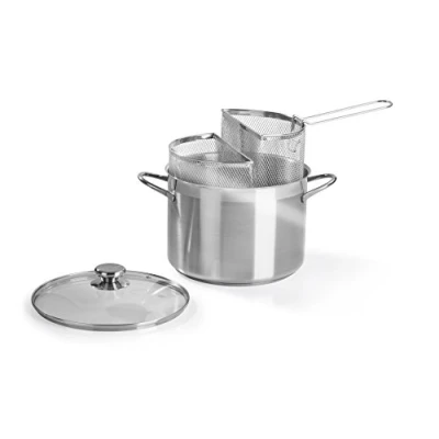 Afbeelding van Barazzoni 421049524 spaghetti en pastapan met 2 zeven, Ø 24 cm, inhoud 7,25 l, roestvrij staal 18/10, gemaakt in Italië, grijs