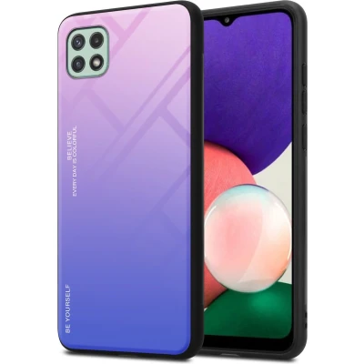 Afbeelding van Cadorabo Hoesje geschikt voor Samsung Galaxy A22 5G in ROZE BLAUW Tweekleurige beschermhoes van TPU silicone Case Cover en achterzijde gehard glas