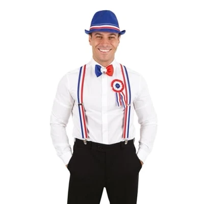 Image de Bretelles pour supporters France tricolore bleu, blanc et rouge (x1) REF/56010