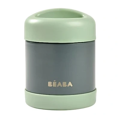 Image de BÉABA, Portion de Conservation Repas Bébé/Enfant, Inox, Isotherme, Conserve Chaud/Froid Aliments, Double parois, 100% hermétique, 300 mL (Mineral grey/Sage green)