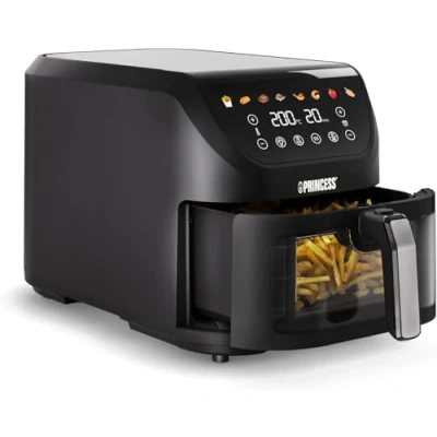 Afbeelding van Princess 182257 SlimFry Airfryer 8 L capaciteit Doorzichtig kijkvenster Digitaal touchscreen voorgeprogrammeerde instellingen Compact design 2000 W