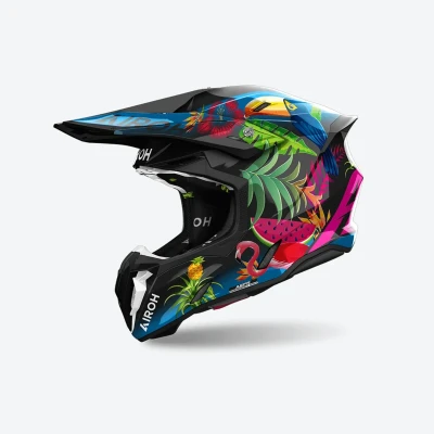 Afbeelding van Airoh 2025 Twist 3.0 Amazonia Crosshelm Zwart / Blauw Roze maat M