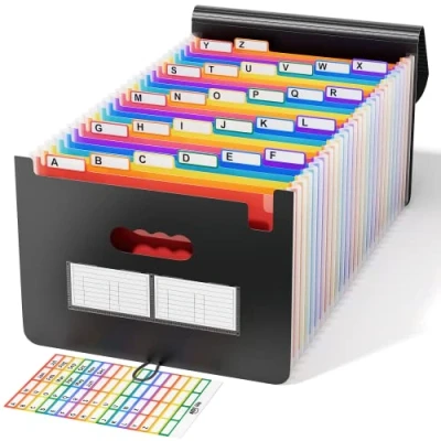 Afbeelding van ABC life Documentenmap A4, vakkenmap in regenboogkleuren, accordeonontwerp, sorteermap, grote capaciteit, waterdicht materiaal (24 vakken met deksel)