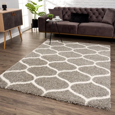 Afbeelding van Madrid Shaggy Design Vloerkleed Grijs Hoogpolig 200x290 cm