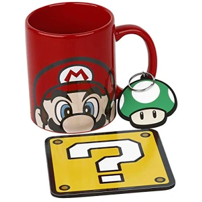 Afbeelding van Super Mario geschenkdoos mok, onderzetter en sleutelhanger