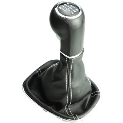 Afbeelding van Versnellingspookknop + kruisje met witte naden compatibel 6 speed frame/reserveonderdeel voor Opel Corsa D E Adam