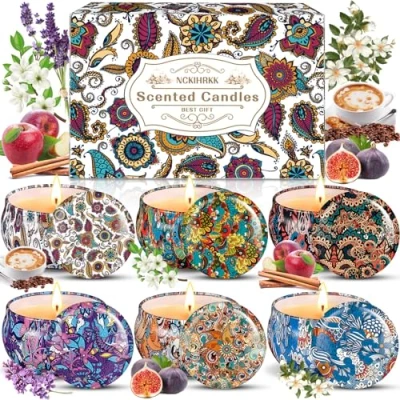 Afbeelding van NCKIHRKK Geurkaarsenset, 9 stuks, geurkaarsen, cadeau voor dames, natuurlijke sojawas, decoratieve kaars, aromatherapie gastgeschenk, Moederdag, Kerstmis, Valentijnsdag
