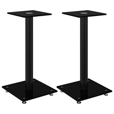 Image de vidaXL Supports de haut parleurs 2 pcs noir verre trempé 1 pilier