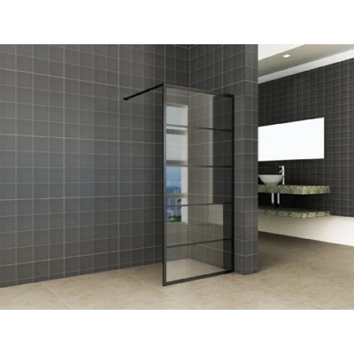 Afbeelding van Wiesbaden Horizon inloopdouche mat zwart raster 120 cm 8 mm Nano