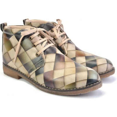 Afbeelding van GOBY Patroon Enkellaarsjes Damesboots Laarzen Hoge kwaliteit Handmade Maat 42