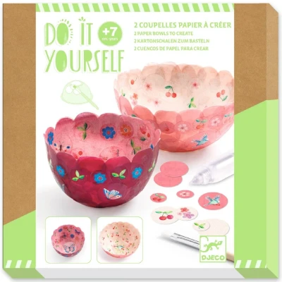 Afbeelding van Djeco knutselset diy papier maché kommen bloemen 2st