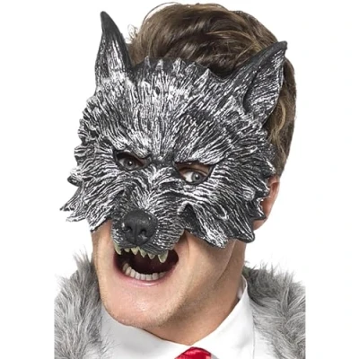 Afbeelding van Smiffys 20348 Big Bad Wolf Deluxe Masker (één maat), grijs