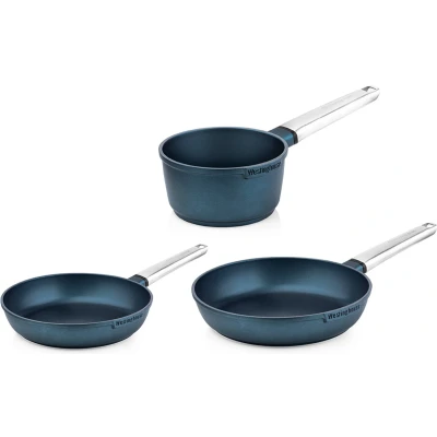 Afbeelding van Westinghouse Pannenset Performance (Koekenpan ø 24 en 28 cm + Steelpan 18 cm) Blauw Inductie alle andere warmtebronnen