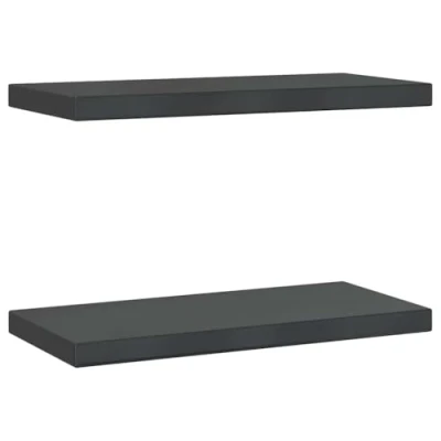 Afbeelding van Wandschappen 2 st 50x23,5x3 cm roestvrijstaal zwart