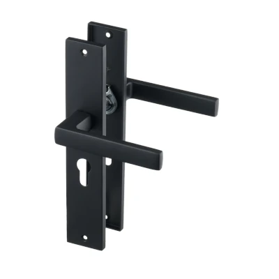 Afbeelding van Ostiumhome VENETO Deurklink op schild met cilindergat Deurbeslag 55 mm Mat zwart&quot;