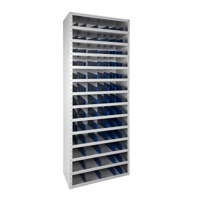 Afbeelding van Vakkenkast met 12 legdragers 80cm breed 40cm diep 198cm hoog en 72 vakken