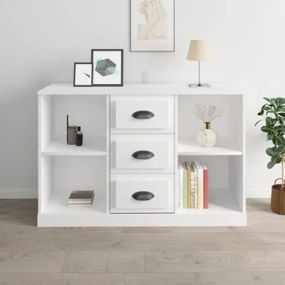 Afbeelding van Dressoir 104,5x35,5x67,5 cm bewerkt hout hoogglans wit