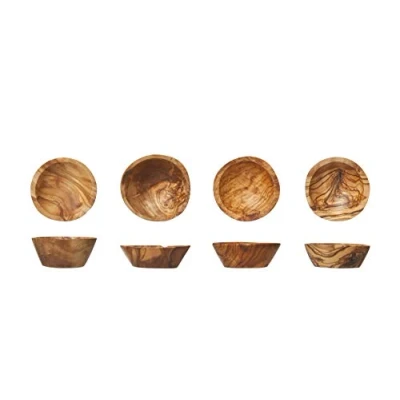 Afbeelding van Cosy &amp; Trendy Kommetjes Olijfhout Ø 7 cm Set 4