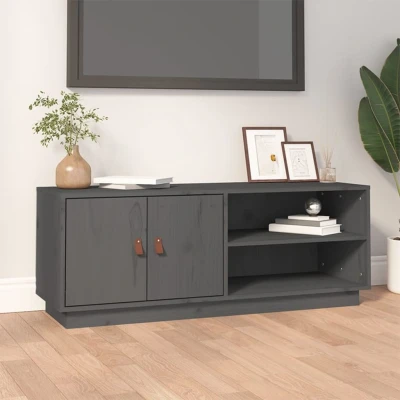 Afbeelding van Tv meubel 105x34x40 cm massief grenenhout grijs