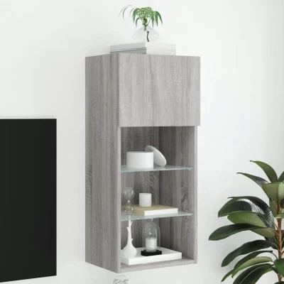 Afbeelding van Tv meubel met LED verlichting 40,5x30x90 cm grijs sonoma eiken