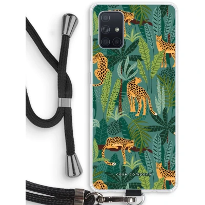Afbeelding van Case Company® hoesje met Koord geschikt voor Samsung Galaxy A71 Luipaard 2 Telefoonhoesje Zwart Bescherming aan alle Kanten en Over de Schermrand