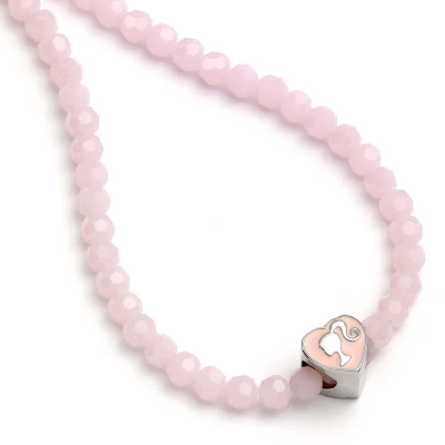 Afbeelding van The Carat Shop Barbie roze kralenketting met hartvormige kraal charme